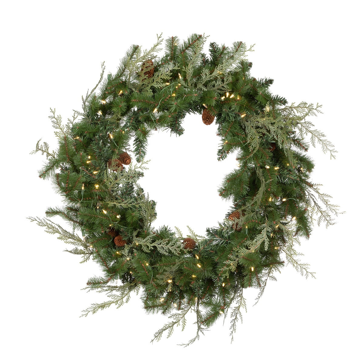 Mixed Evergreen Wreath with LED Lights style shot 1