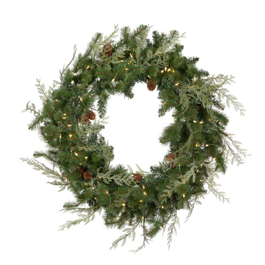 Mixed Evergreen Wreath with LED Lights style shot 1