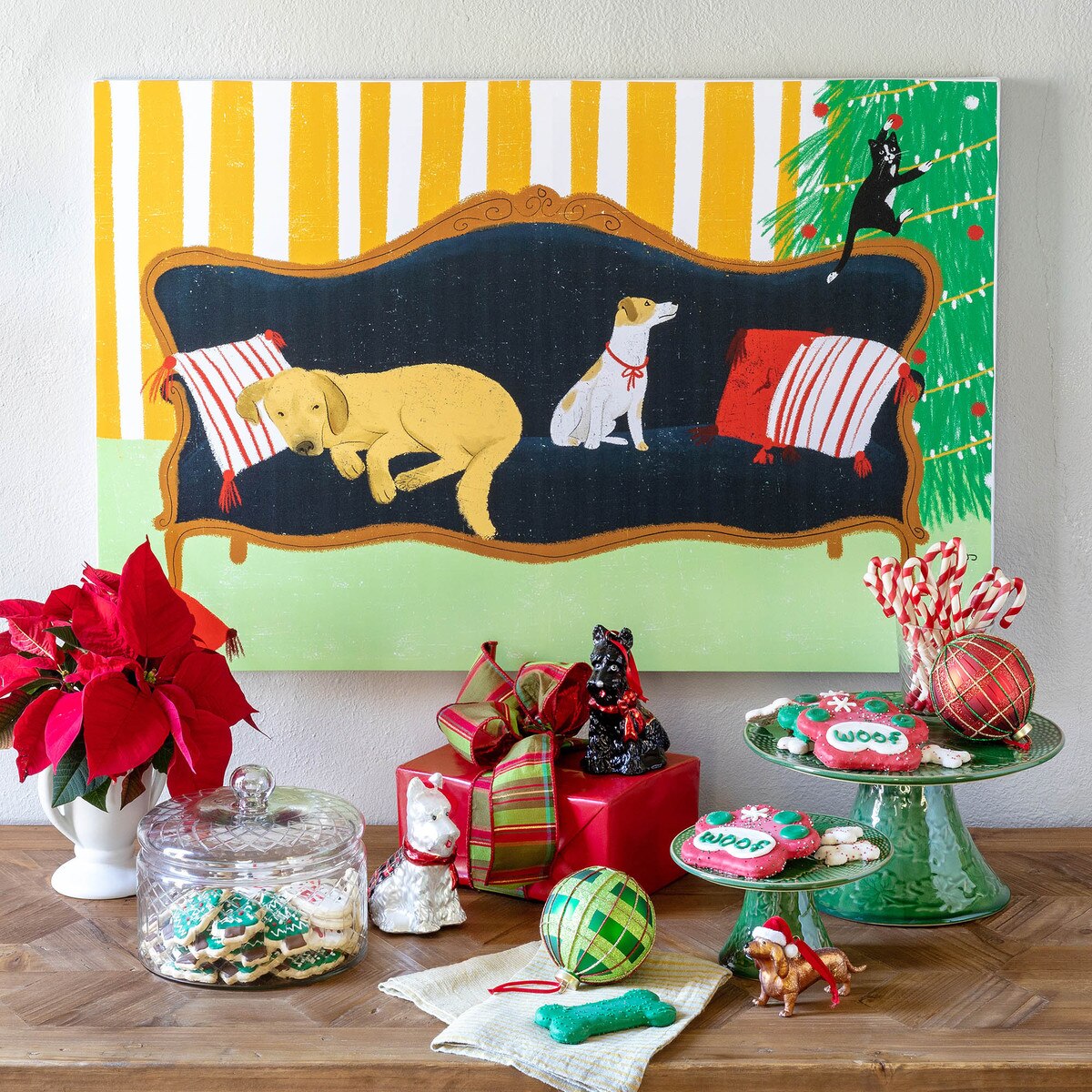 Christmas Eve Pets Canvas Print