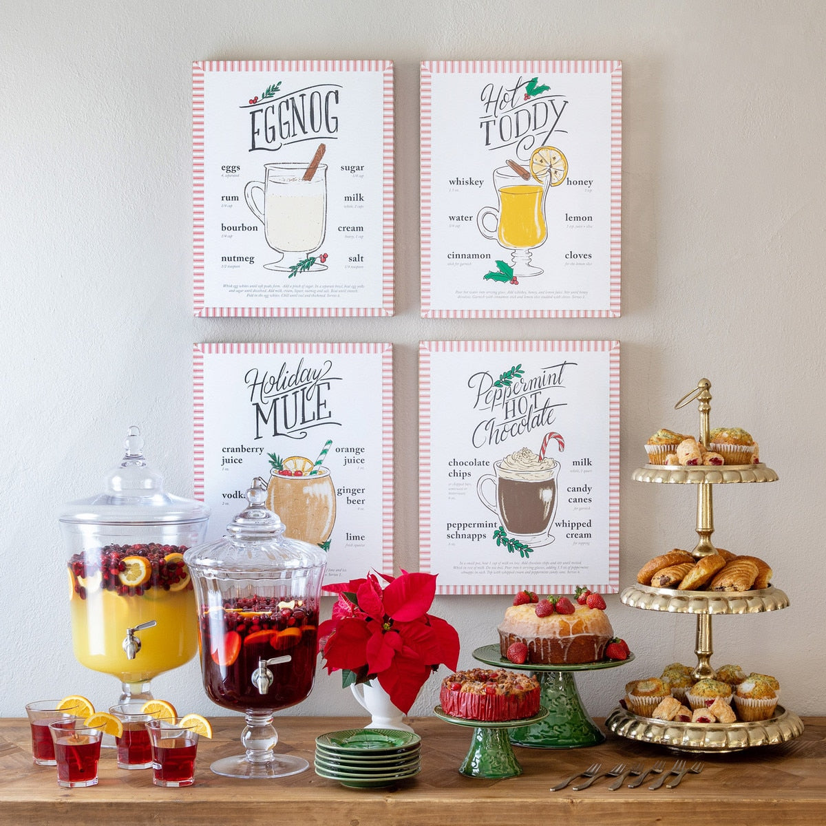 Holiday Cocktail Recipes Wooden Plaque