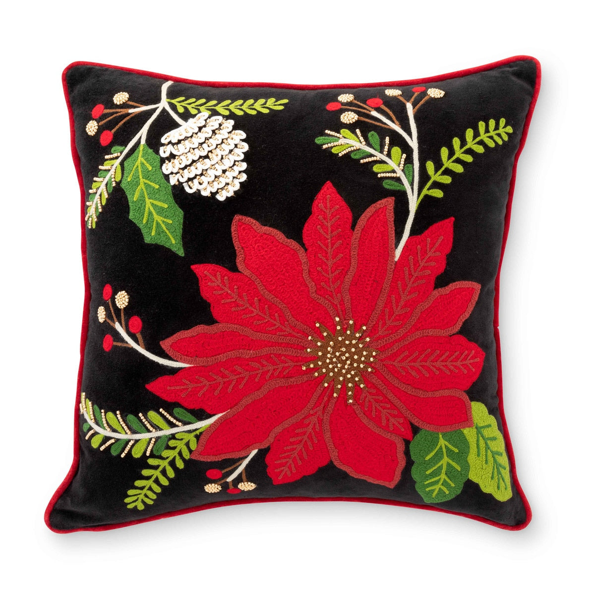 Poinsettia Pillow style shot 1