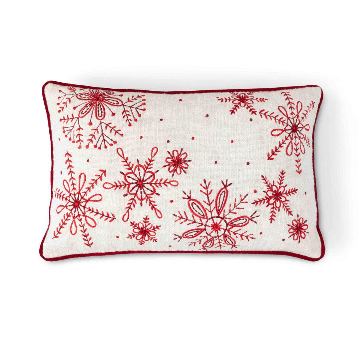 Snowflake Embroidered Cotton Pillow style shot 1