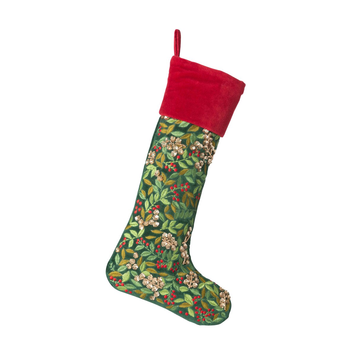 Chirstmas Wreath Velvet Stocking style shot 1