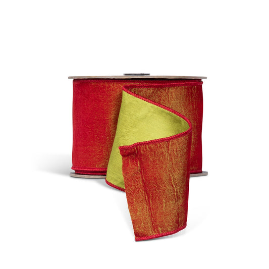 Lime Green and Cherry Two Tone Ribbon, 10 Yard Bolt style shot 1