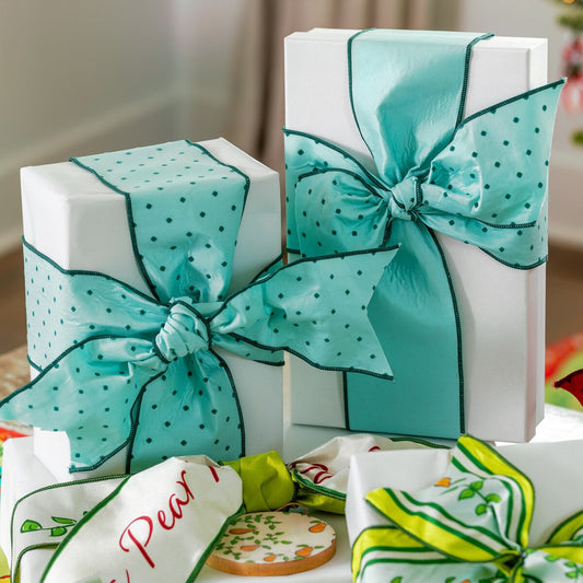 Swiss Dot Ribbon, Aqua