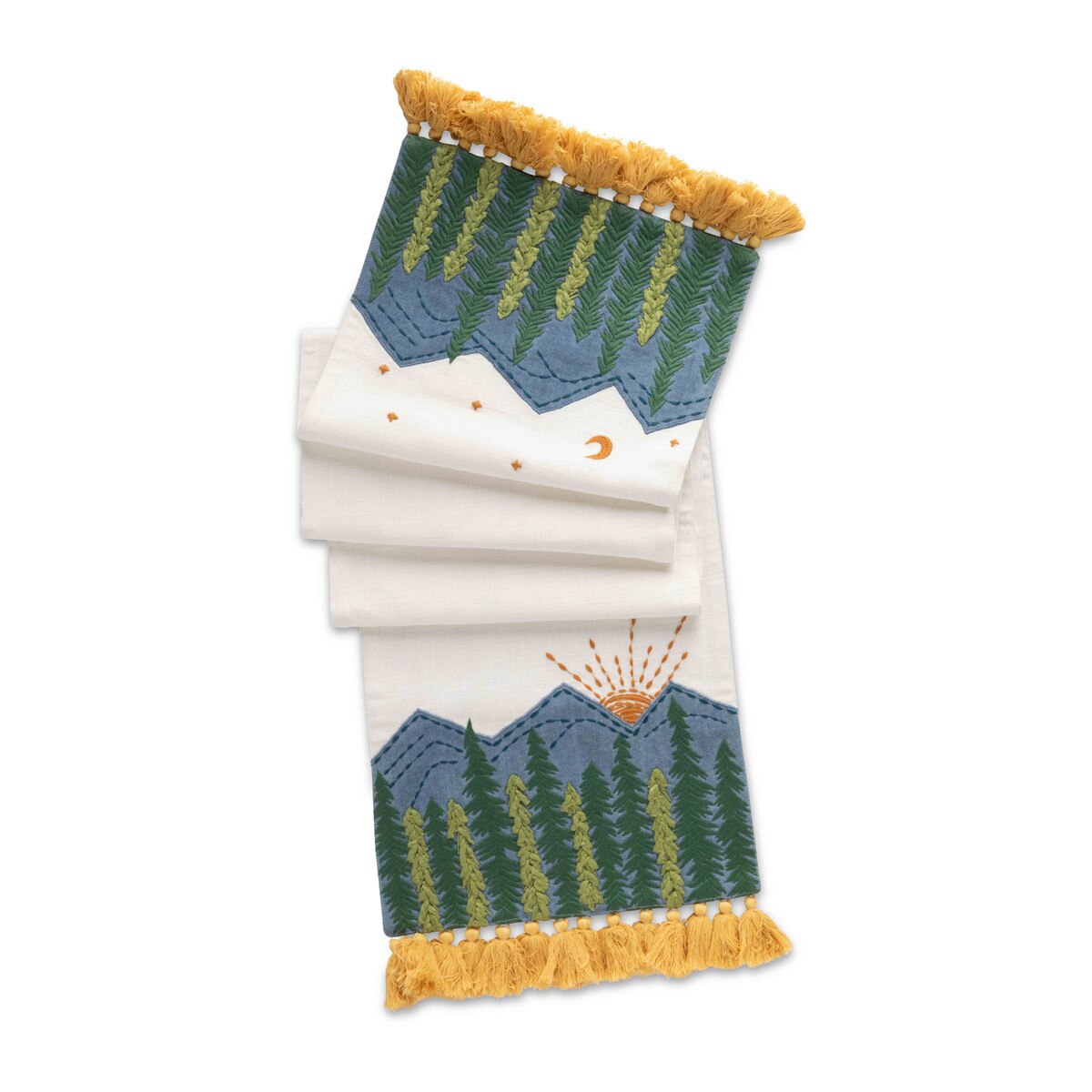 Mountain Sunrise Appliques Cotton Table Runner style shot 1
