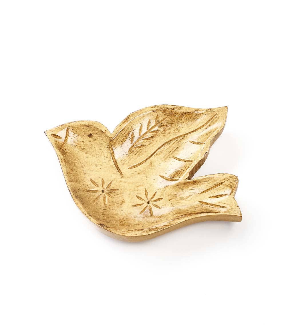Chamak Bird Jewelry Tray - Metallic Painted Wood