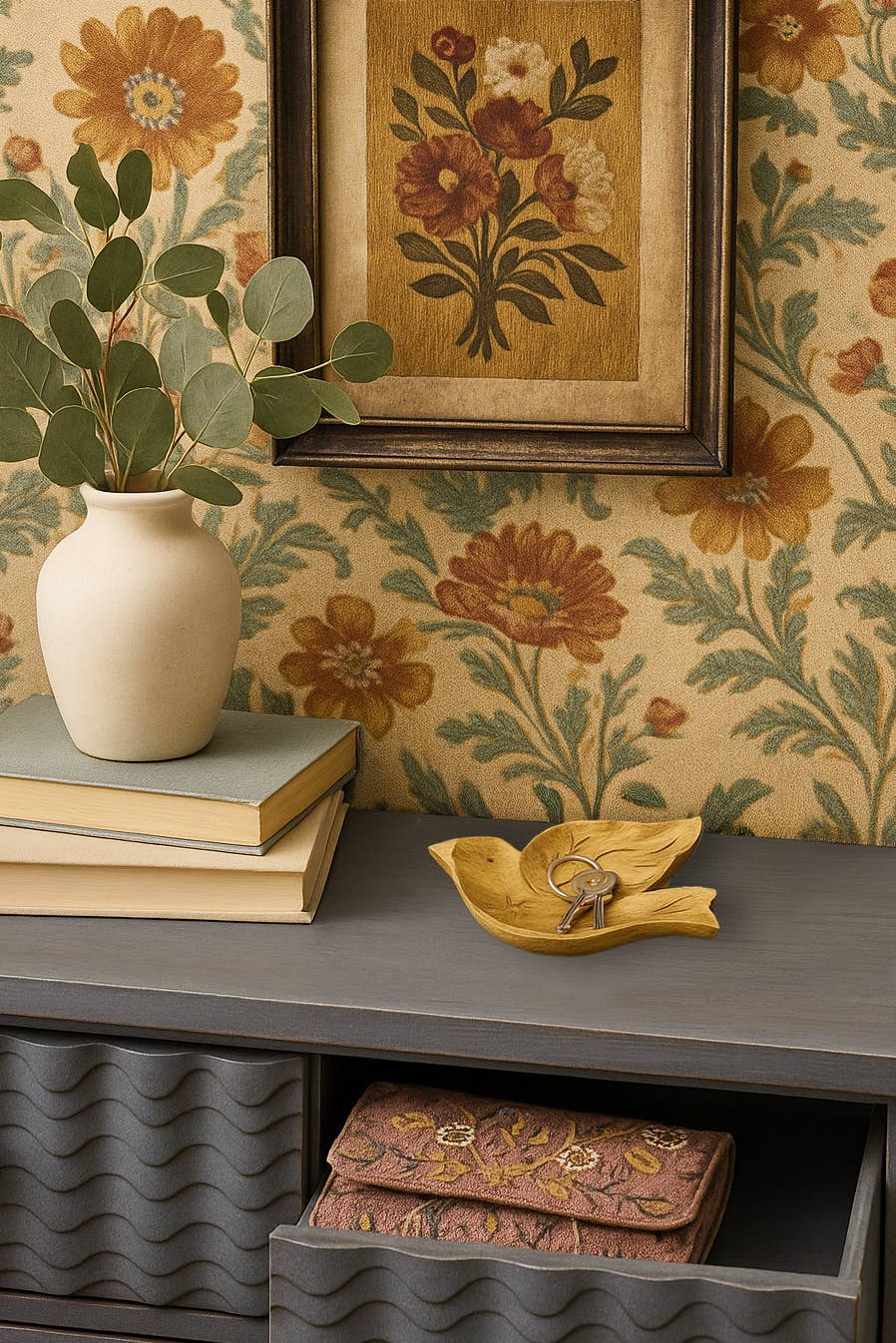 Chamak Bird Jewelry Tray - Metallic Painted Wood