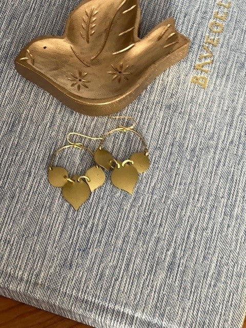 Chameli Leaf Gold Drop Earrings