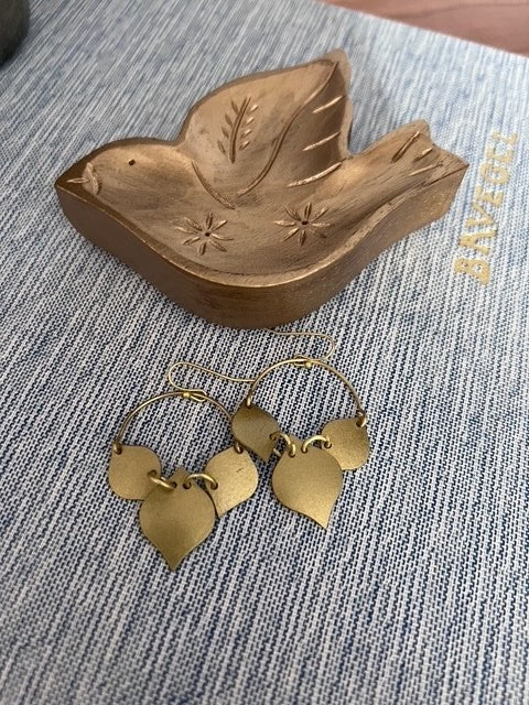 Chameli Leaf Gold Drop Earrings