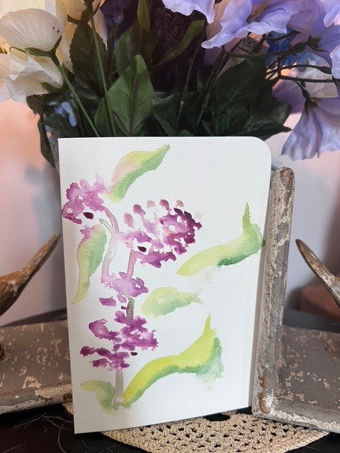 Hand-Painted Vermont Purple Wildflower Card ( One of a Kind)