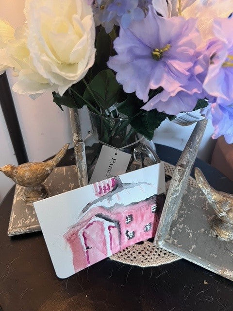 Hand-Painted Red Round Barn Card (one of a Kind)